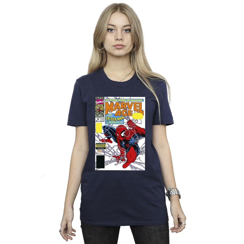 Marvel Womens/Ladies Spider-Man Marvel Age Comic Cover Cotton Boyfriend T-Shirt