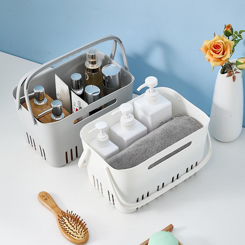 Plastic Shower Storage Basket With Handle Durable Organizer For Bathroom Kitchen Pantry Storage Baskets Home Organization