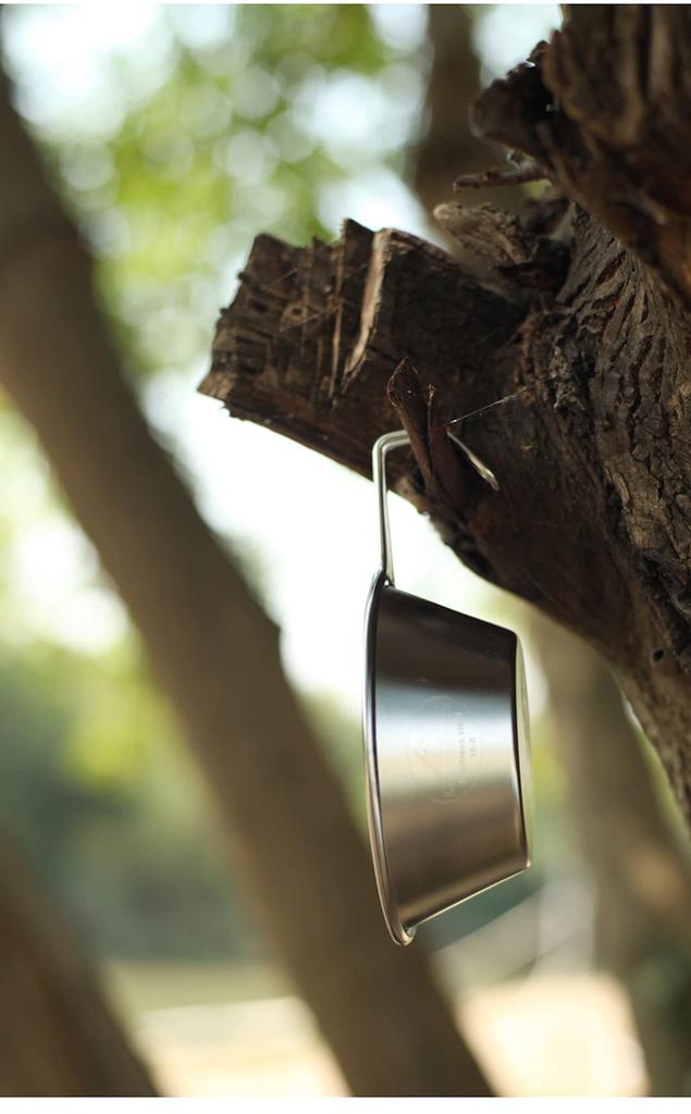 CAMPING MOON Camping Cups, Stainless Steel Sierra Cup, 310ml, 3-Piece Set with Storage Case, S220-3P+B