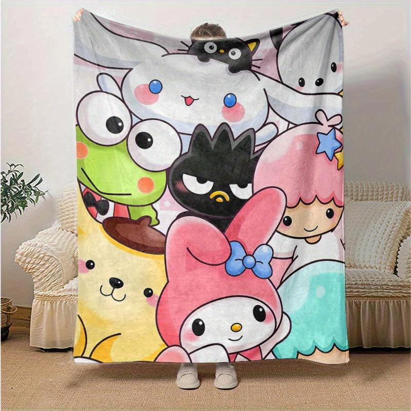 1pc Sanrio Cute Characters Home Decor Flannel Blanket: Perfect Gift for Bedroom, Living Room, Travel, Camping, Car, Beach, Office Nap, Ideal Sofa Blan