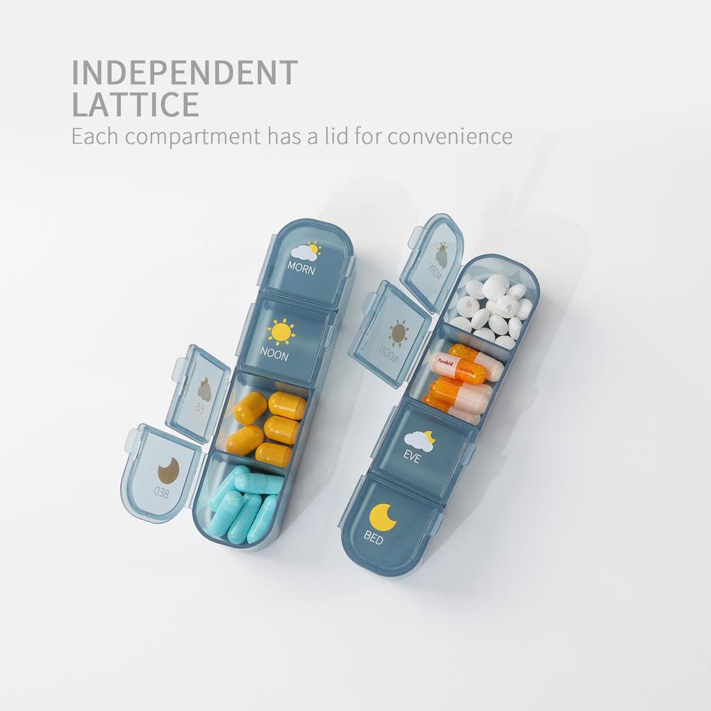 Портативный органайзер для таблеток на 7 дней утром и вечером с напоминанием о приеме пищи и большой емкостью