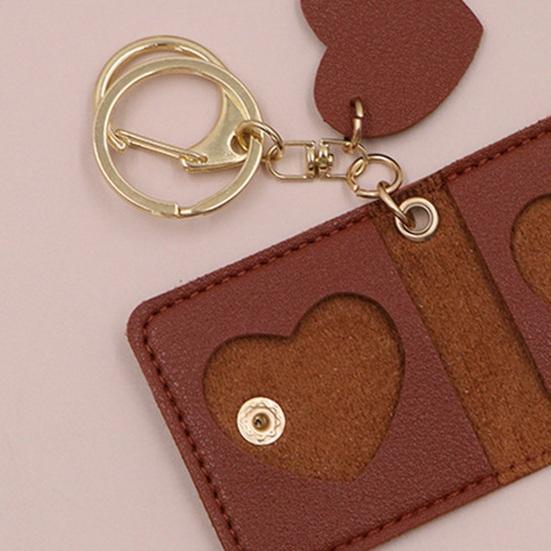 Family Photo Keychain Mini Album Faux Leather Personalized Picture Holder Retro Style Card Holder Key Ring