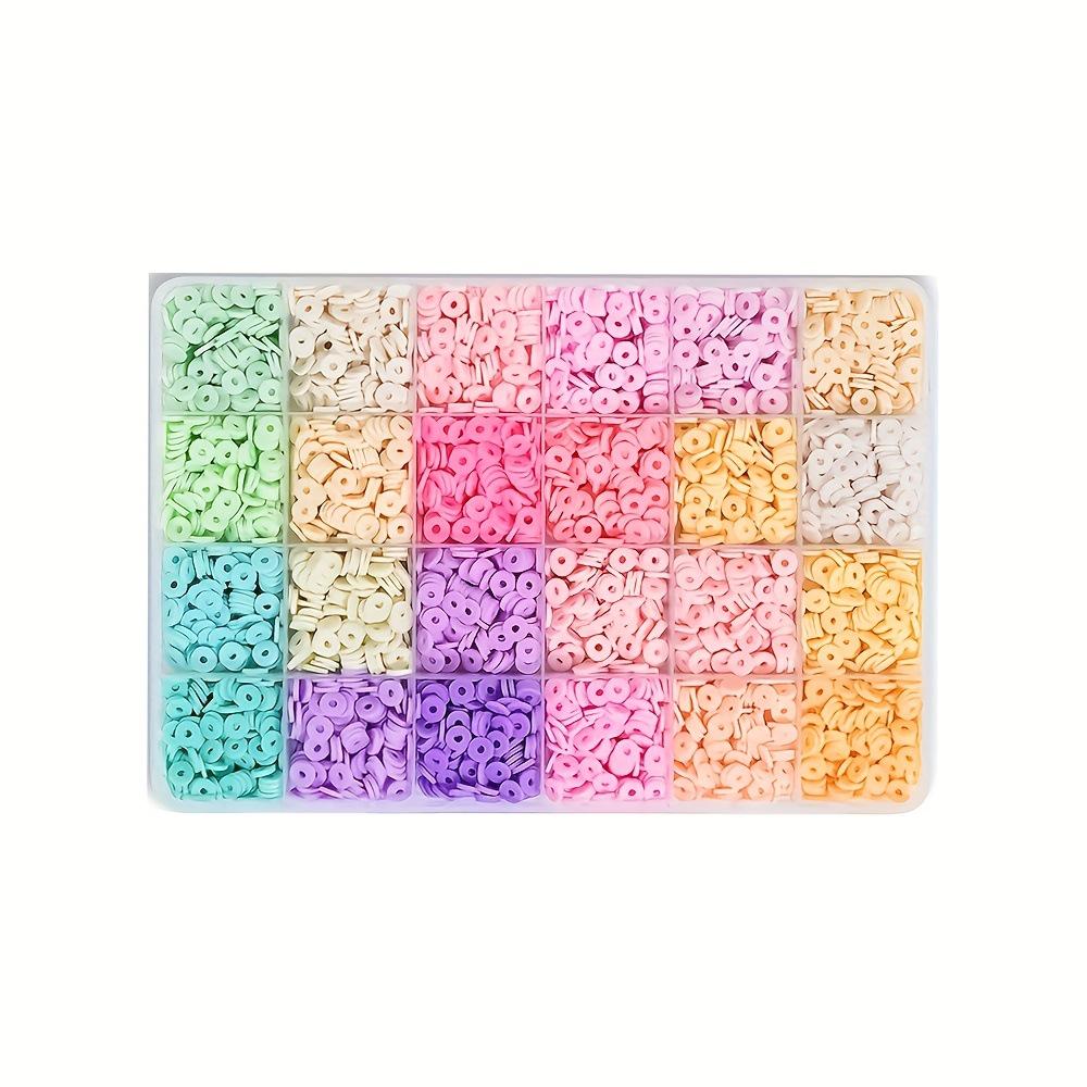 Colored Polymer Clay Slice Set with Holes - 24-Grid, 6mm Beads for DIY Bracelets & Earrings