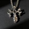 Gothic Style Design Red Stone Cross Pendant Necklace for Men Women Goth Jewelry Accessory Gifts