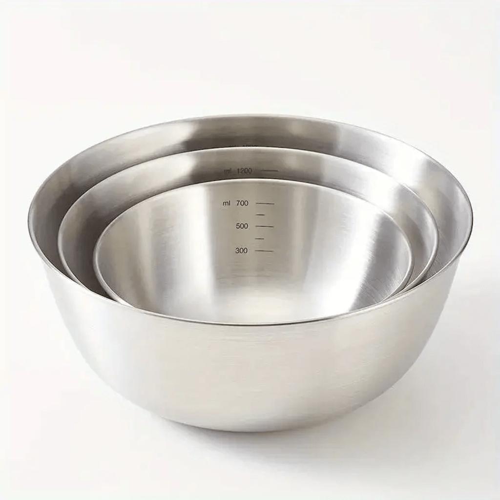 3pcs Stainless Steel Bowl Set Versatile For Noodles Soups More 304 Stainless Steel Ideal For Cooking Baking Food Storage