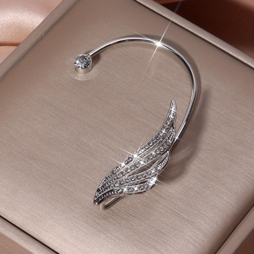 Full Rhinestones Angel Wing Clip-On Earrings Hook Without Pierced Jewelry Gifts