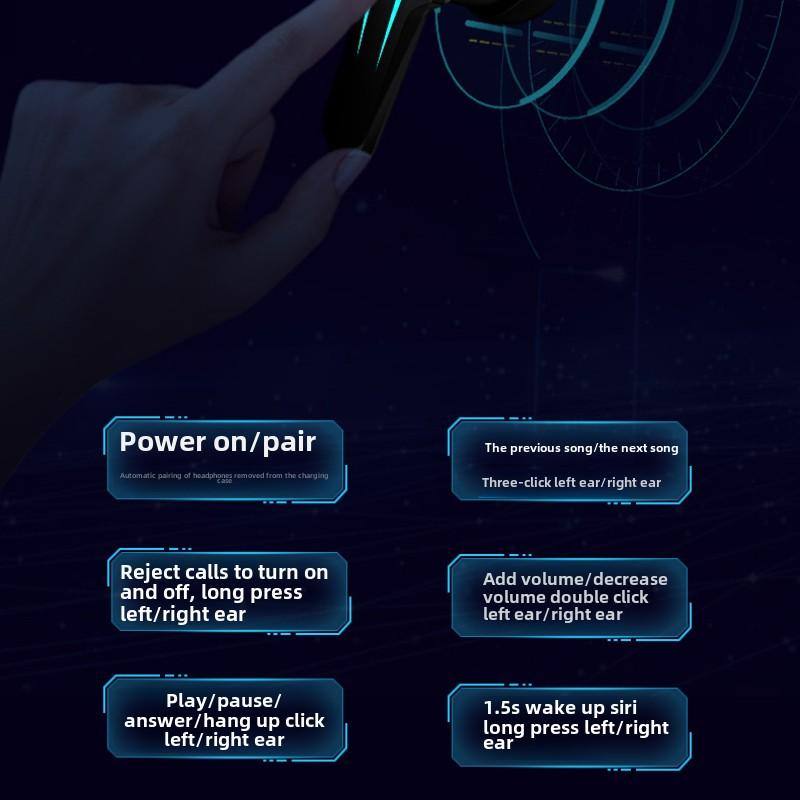 New Gaming Headset P30 Non-inductive Delay TWS Bluetooth Headset In-ear Cool Technology