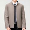 Men's Stand Collar Mulberry Silk Jacket Spring and Autumn Middle-aged Men's Business Casual Jacket New Jacket Thin Top