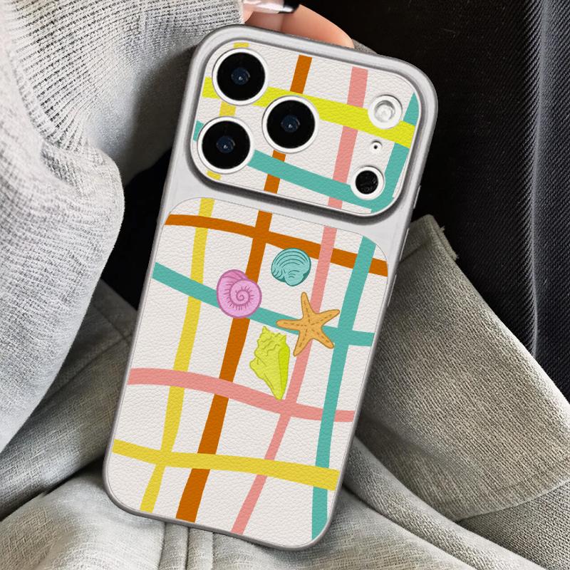 Летний чехол-кобура на шею с морской тематикой для iPhone 18 Pro Max Гибридный TPU+PU Противоскользящая мягкая крышка для iPhone 17 16 15 14 13 Pro Max