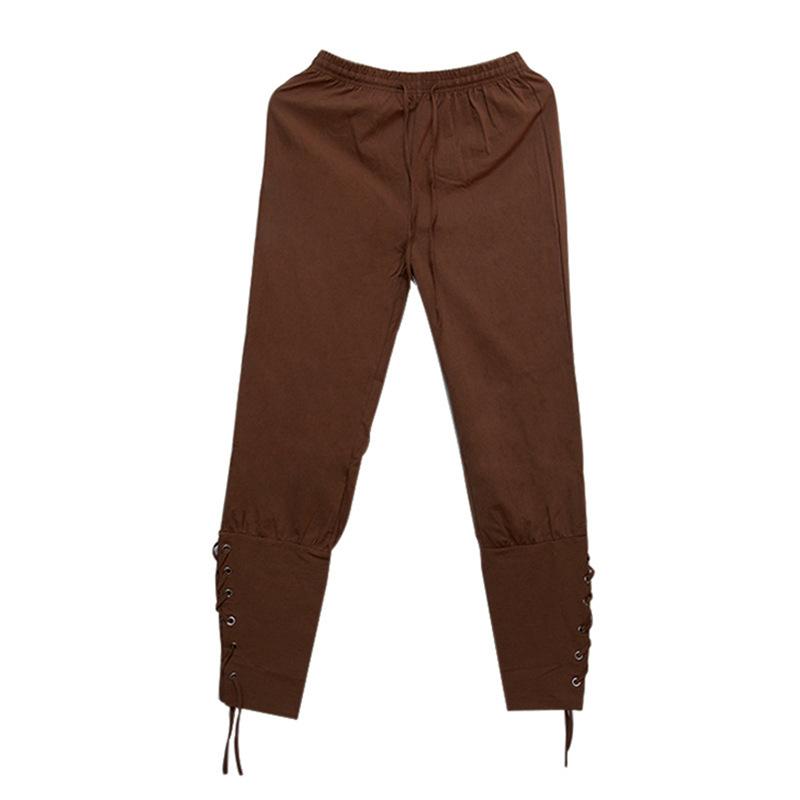 Medieval Viking Pirate Lace Up Pants Unisex Renaissance Trousers Brown Black Plus Size Halloween Costume