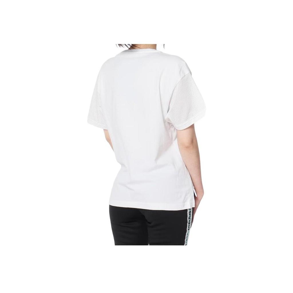 adidas Футболка Neo Casual Sports с круглым вырезом и коротким рукавом, с заниженной линией плеч, женская, белая DU2373