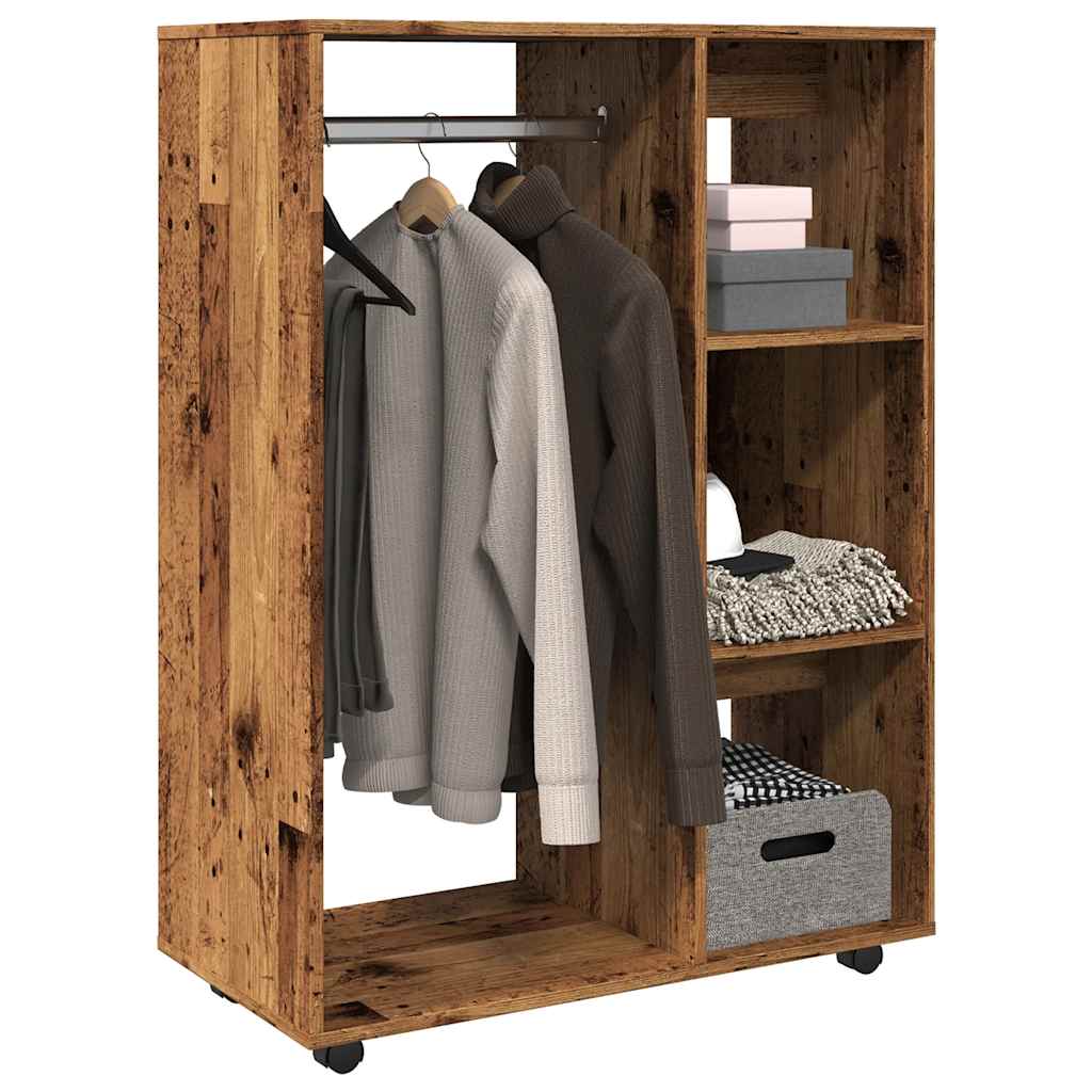 Clothes Rack with Rustic Wood Look 31.5 x 15.7 x 43.3 in (80 x 40 x 110 cm) Engineered Wood