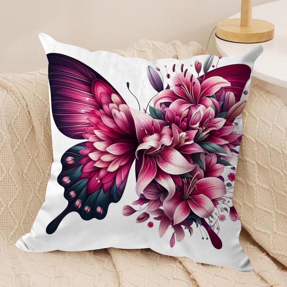 Watercolor butterfly Cushion Cover Soft Plush Fabric DoubleSided Printed Cushion Covers for All Seasons Modern HomeDecor Gift