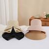 Bowknot Split Straw Sun Hat Elegant Wide Brim Travel Beach Hats Foldable UV Protection Casual Bucket Hats