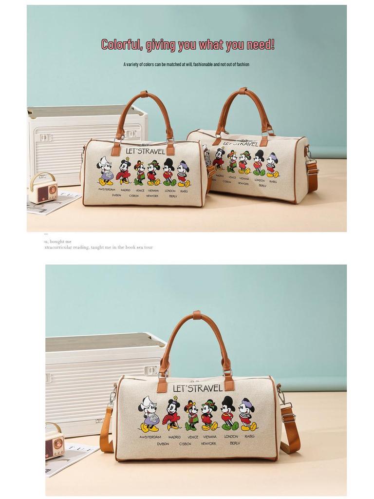 Корейская мультяшная женская парусиновая сумка большой вместимости для спорта и путешествий