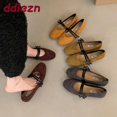 Мода Мода Ремешок с пряжкой Женские балетки Мэри Джейн Новые 2025 Женские Туфли на плоской подошве Дышащая сетка Женские балетки