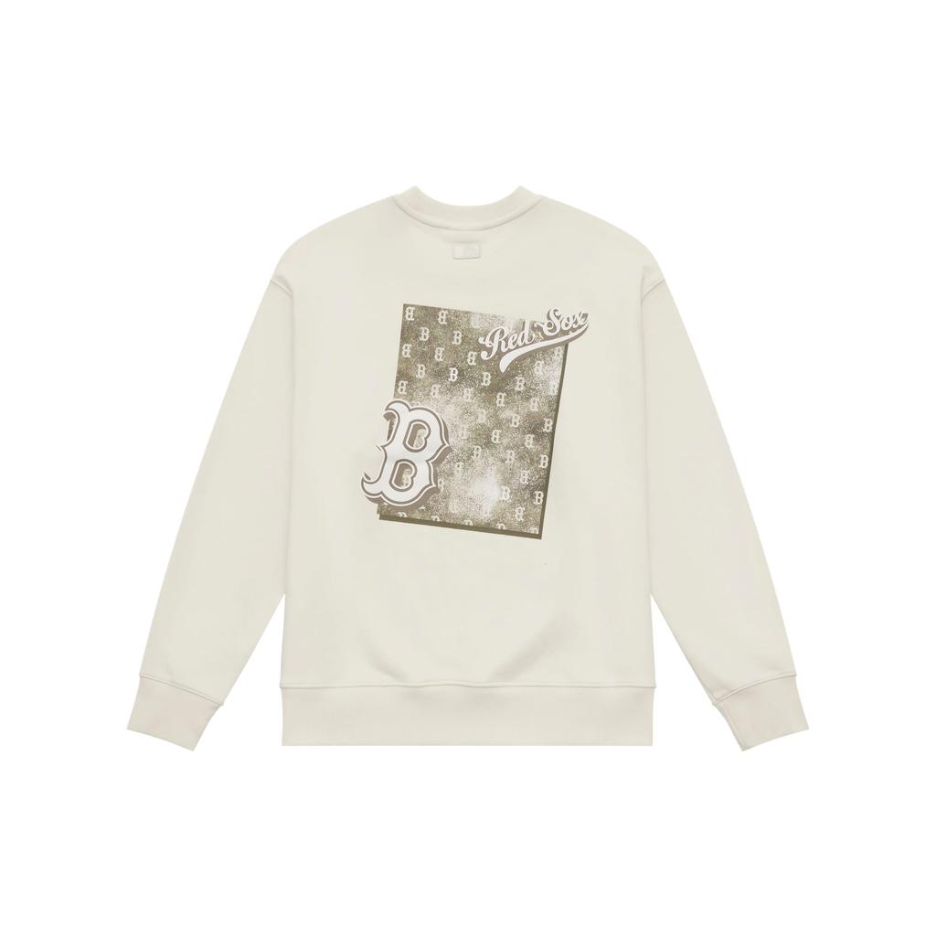 MLB MONOGRAM Collection Boston Red Sox 24FW Long Sleeved Crew Neck Sweatshirt Unisex Linen Cream 3AMTM1544-43CRM