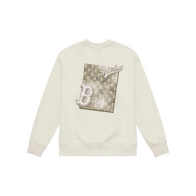 MLB MONOGRAM Collection Boston Red Sox 24FW Long Sleeved Crew Neck Sweatshirt Unisex Linen Cream 3AMTM1544-43CRM