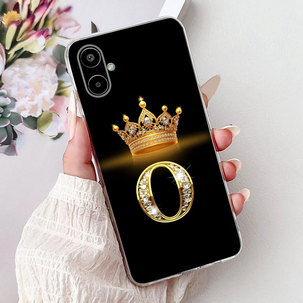 For Samsung F06 5G SM-E066B Case For Samsung Galaxy F06 5G Cover Transparent Luxury A-Z Letters Fashion Flower Crown Soft Bumper