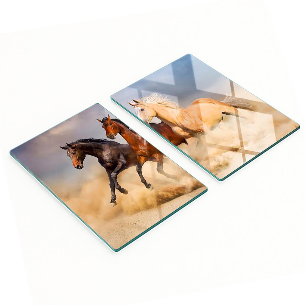 Glass Kitchen Chopping Boards with Galloping Horse Graphics 2x40x52 cm