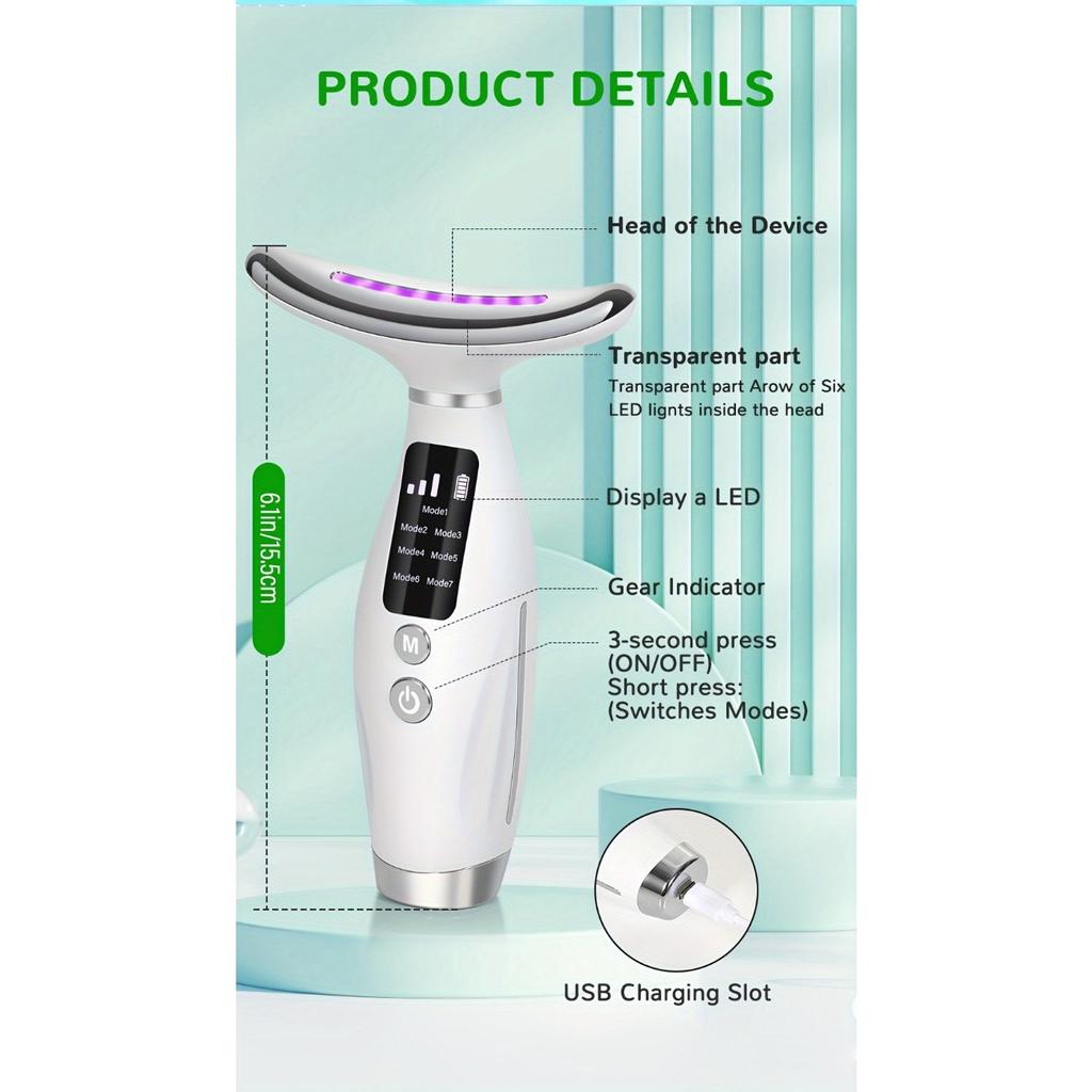 Массажер для лица Radiant Rejuvenation с 7-цветным светодиодом и подогревом - USB-зарядка, без запаха, средство по уходу за кожей для женщин - идеальный подарок на День матери