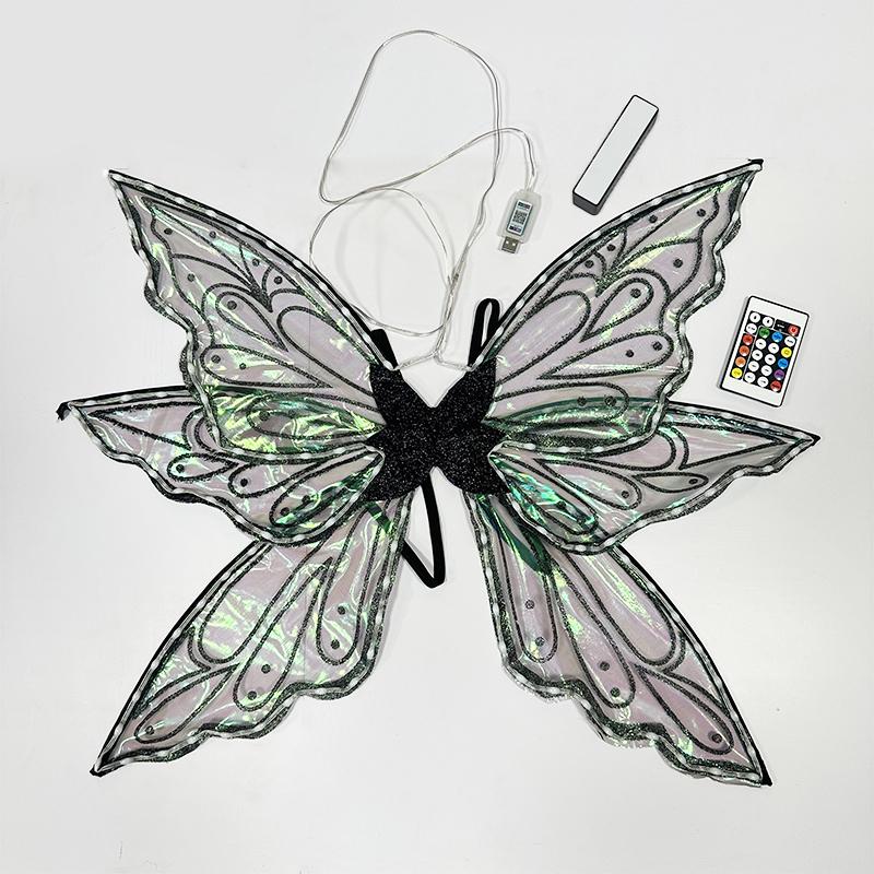 Colorful LED Fairy Wings Luminous Butterfly Wings Cosplay Angel Wings for Girls Dance Performance Costume Supplies