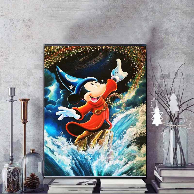 Disney Алмазная мозаика Фантазия Микки Маус Волшебник Алмазная мозаика Вышивка крестом Алмазная инкрустация Украшение комнаты Подарок