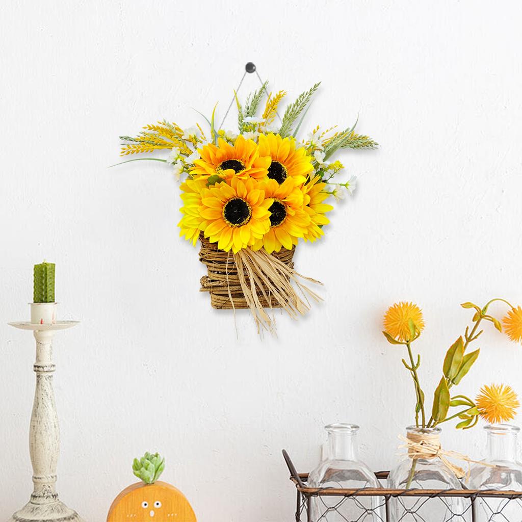 Венок с буквами подсолнуха, украшение для дверной подвески, праздничный реквизит, подвесная оконная настенная подвеска