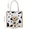 Simple Cute Bear Handbag Ladies Fashion Commuter Canvas Bag Cubic Bear Decoration Canvas Material