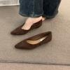 2025 Новая весна осень Новые толстые низкие высокие каблуки Женские коричневые черные туфли Работа Офис Замшевые туфли-лодочки для дам Обувь для комфорта