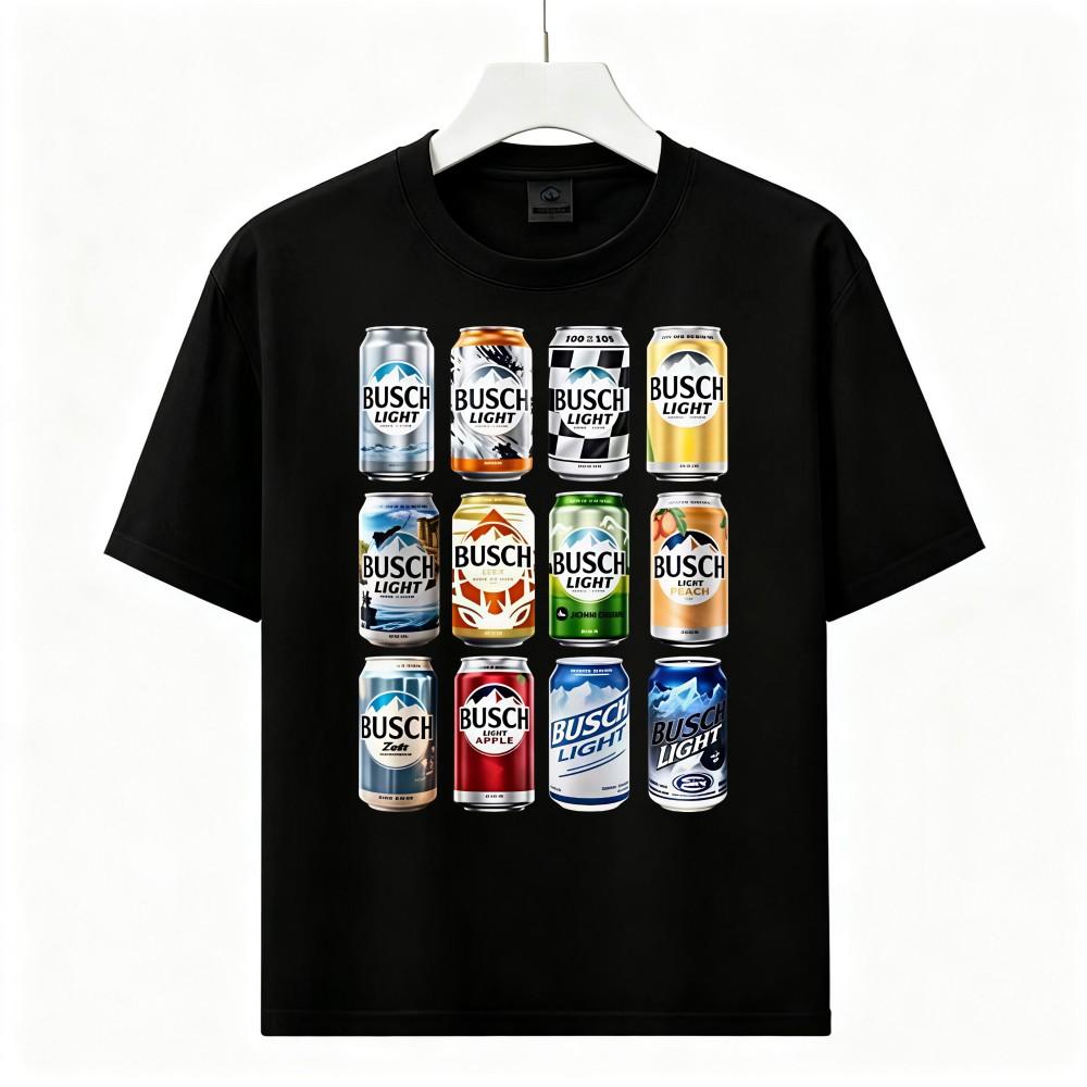 Vintage Busch Light Beer Cans T‑Shirt Country Drinking Fan Unisex Casual Tee