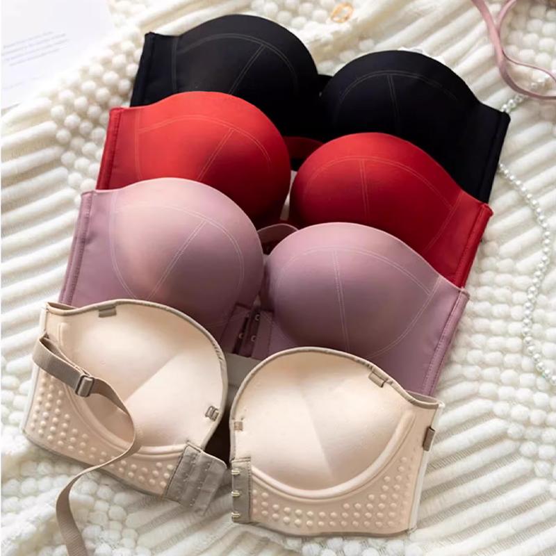 FallSweet Push Up Strapless Bra Women Front Closure Bras Sexy Underwear Wireless Brassiere Add Cup Bra Ladies Lingerie
