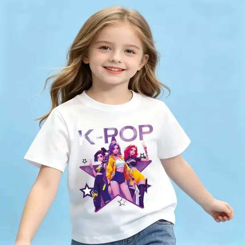Kpop Childrens T Shirt Cartoon Graphic Short Sleeve Summer Comfortable Top Funny Gift for Fans Harajuku TShirts Girls Clothes