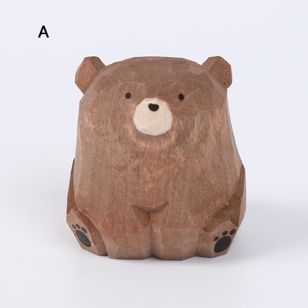 Мини Деревянная Фигурка Медведя Ручной Работы Миниатюрная Фигурка Белого Медведя Животное Фигурки Офис Домашний Декор Искусство Резьба Работа