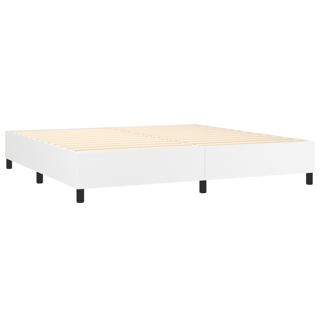 Box Spring Bed with Mattress White 200x200 cm Faux Leather