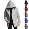 New Arrival Men's Mid-Length Slim-Fit Trench Coat with Hood - Solid Colour Casual Jacket