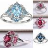 Великолепные посеребренные кольца с натуральным синим сапфиром овальной огранки и стразами