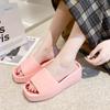Ultra Thick Soled Women's One Line Slippers EVA Soft and Comfortable Outdoor Women's High Heels Slippers