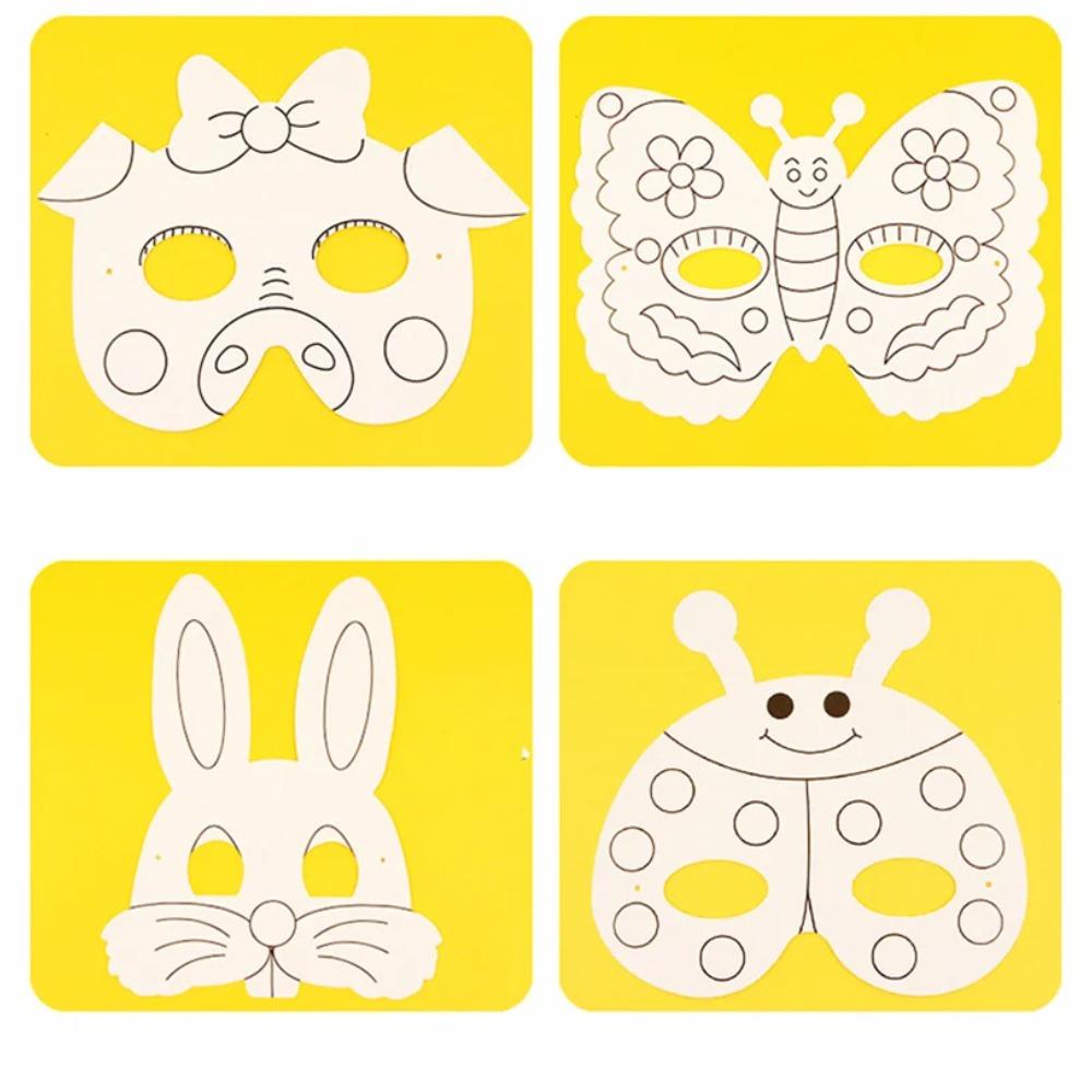 8Pcs Cartoon Animal Painting Masks Diy Color Kindergarten Graffiti Coloring Crafts Toys Children Creative Hand-Painted Fun Toys