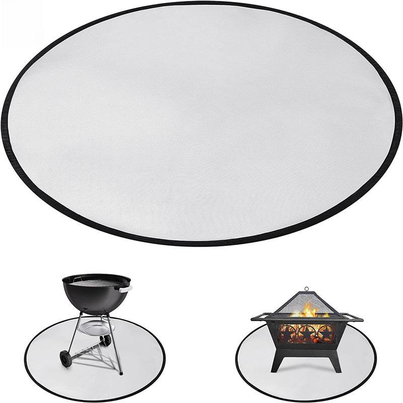 36" Черный Круглый Огнеупорный Коврик для Костра и Барбекю с Силиконовым Покрытием
