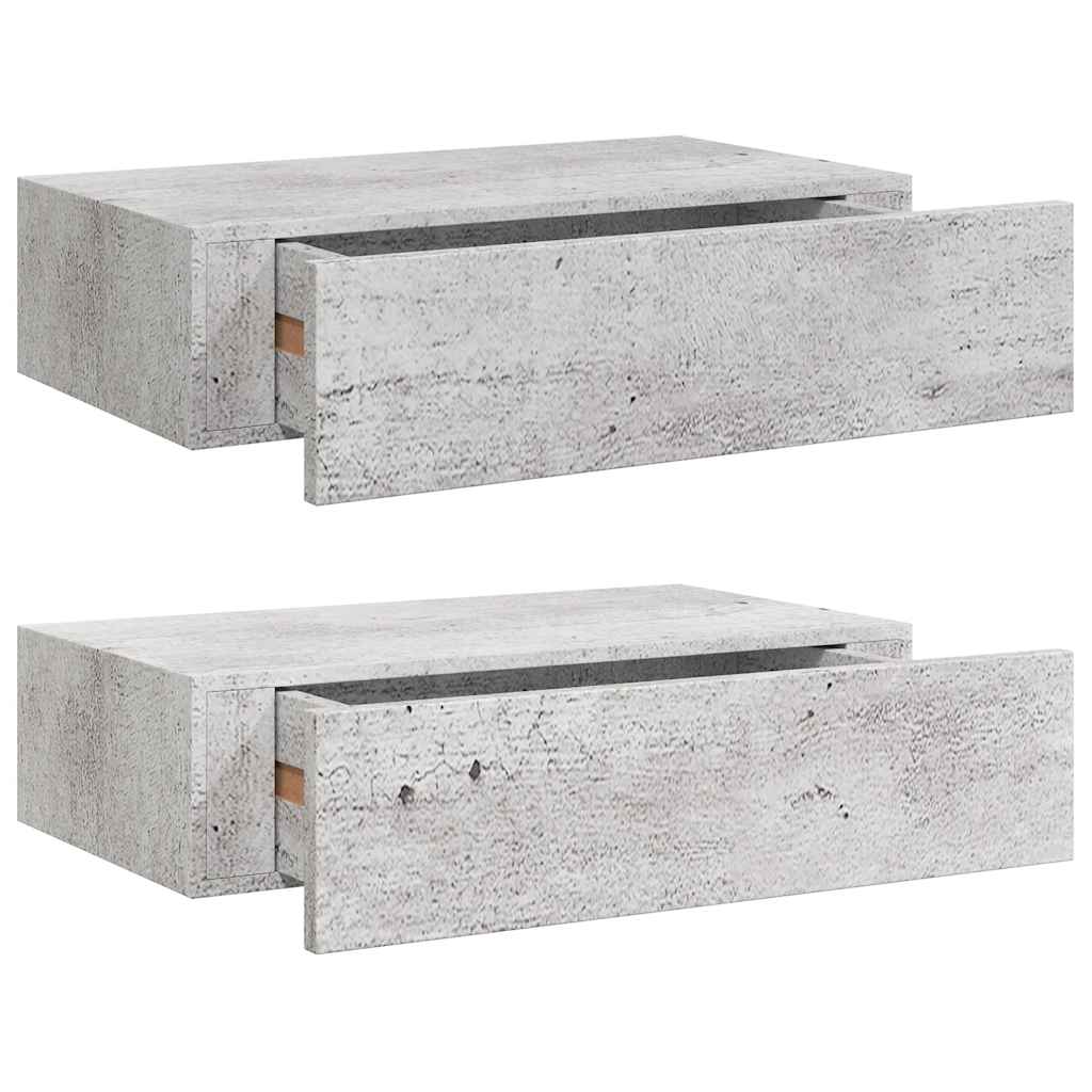 Vidaxl Półki Ścienne Z Szufladą, 2 Szt., Szare, 40X23,5X10 Cm, Mdf