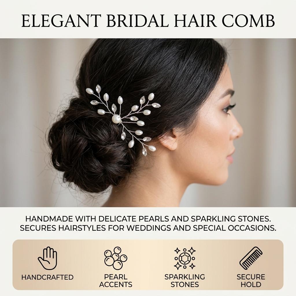 Bridal Hair Comb With Pearls And Rhinestones Wedding Hair Accessories For Bridal Hairstyles