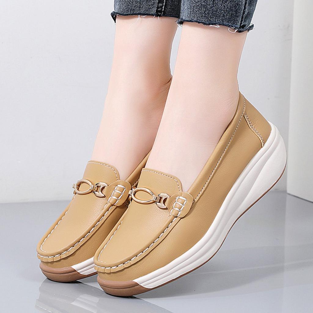 Женская удобная, легкая, дышащая искусственная кожа Face Four Seasons Universal Non Slip Casual Shoes - One Step Step Le Fu Shoes