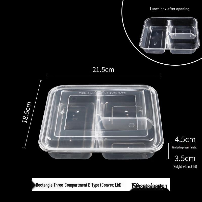 Disposable 3-Compartment Meal Prep Containers