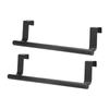 2Pcs Towel Rack Black Hangable Punch Free Nail Free Cabinet Door Towel Rack for Home Hotel23CM
