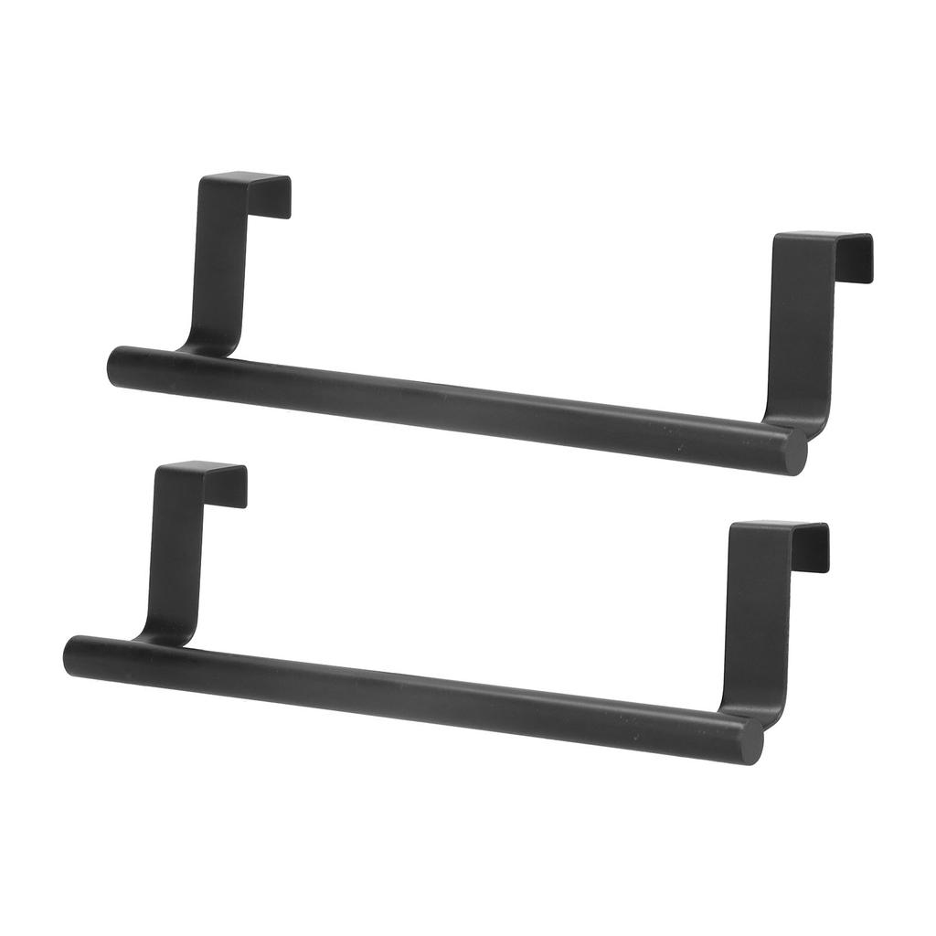 2Pcs Towel Rack Black Hangable Punch Free Nail Free Cabinet Door Towel Rack for Home Hotel23CM