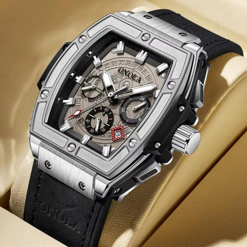 Новые часы для мужчин, модные деловые наручные часы, автоматические, повседневные, роскошные, водонепроницаемые, с кожаным ремешком, механические часы