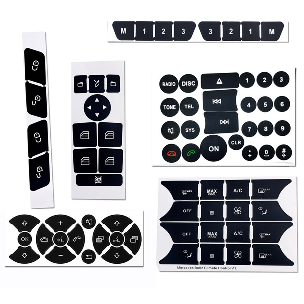 Наклейка для ремонта кнопок автомобиля, матовые наклейки для Mercedes, Benz W204 C250 C350 E-Class ML GL GLK 2008 2009 2010 2011 2012 2013-14
