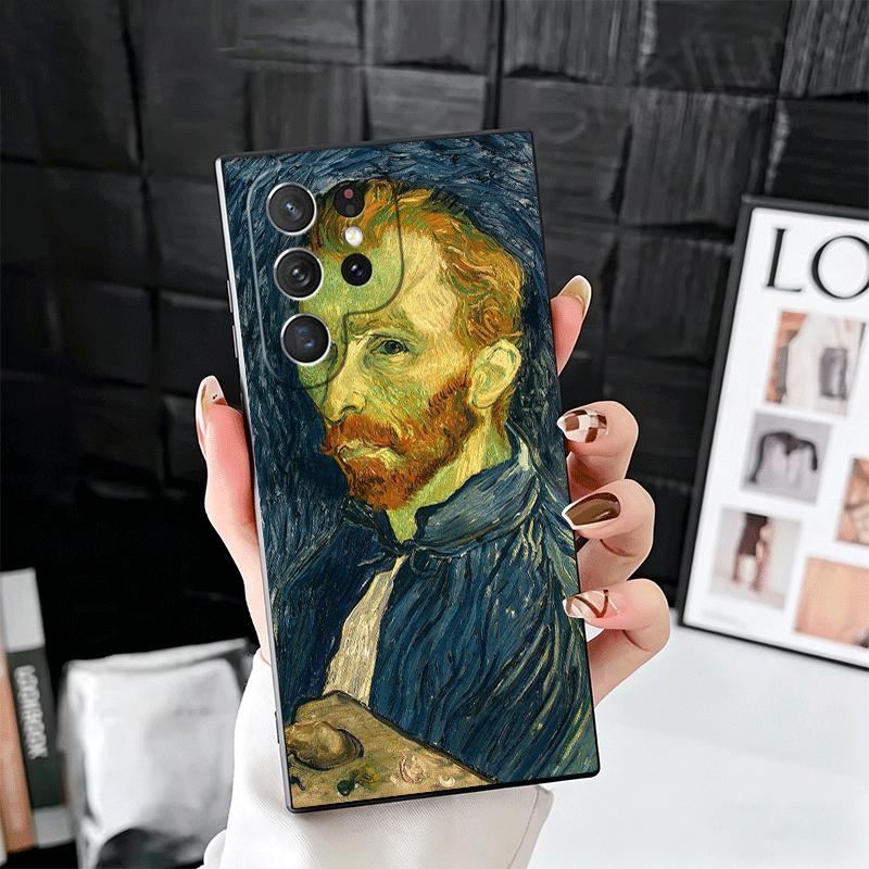 Van Gogh Oil Painting Aesthetics Soft Phone Case for Samsung Galaxy S26 S25 Edge S24 Ultra S23 Plus S22 S21 FE S20 Black Cover B