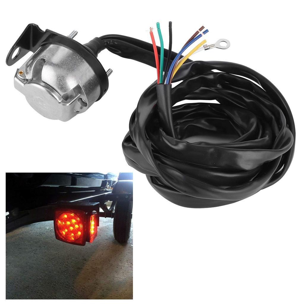 Trailer Connector, 7 Pin European Trailer Connector Socket Wiring Plug 2m Cable for Commercial Vehicle Semi Trailer